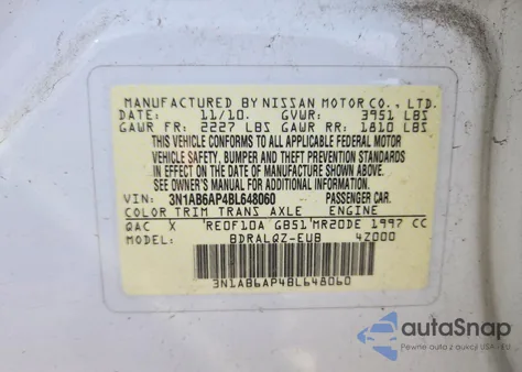 2011 Nissan Sentra 2.0 z USA, uszkodzony, nr VIN 3N1AB6AP4BL648060